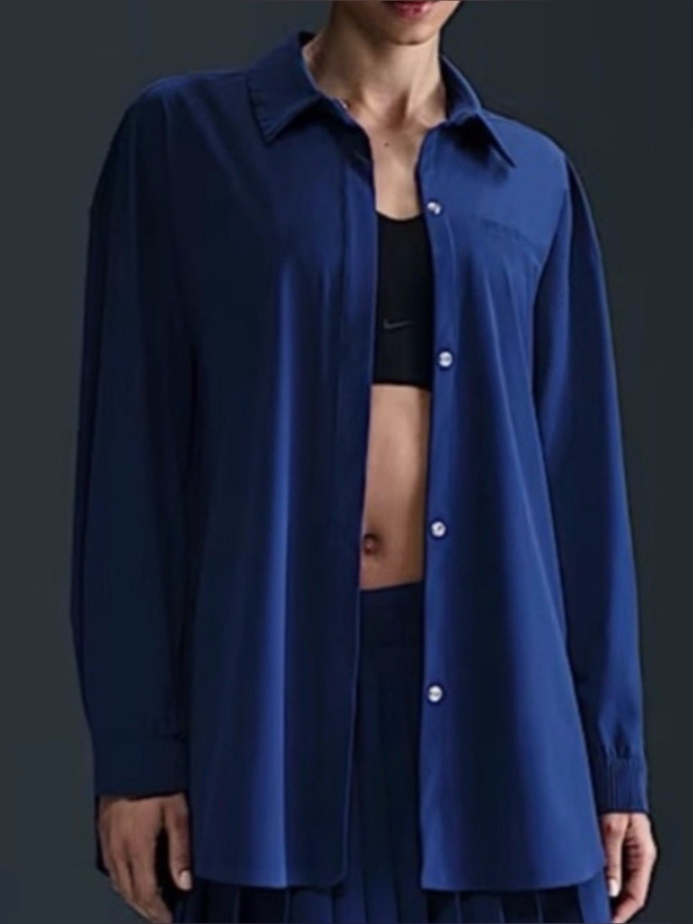 🆕 Nike Women’s 24.7 Dri-FIT Button Down Shirt Blue Training Top Size Small